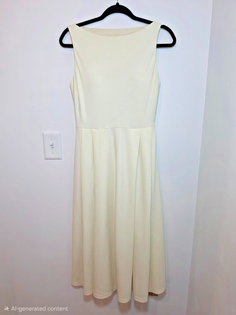 OGL Boat Neck Brami Bamboo Ponte Knit Midi Dress Medium Butter Yellow Pockets